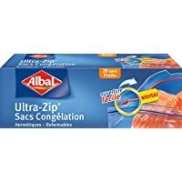 Albal Congelación Herméticas | Ultra-Zip | 1 Litro- 17x17 Centímetros | 20 Bolsas- Plástico- Negro